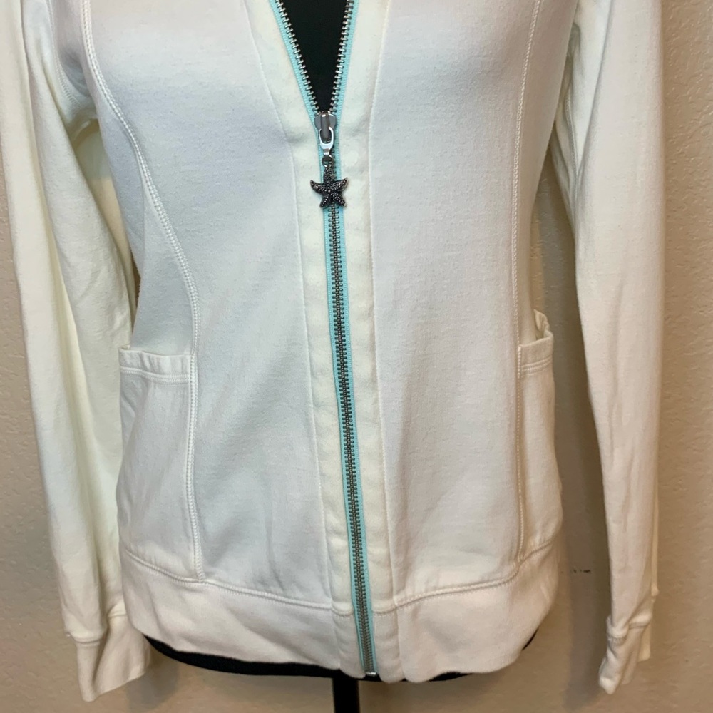 Fresh Produce Warm-Up Sweat Track Jacket Starfish Zipper Pull White Size Small - Picture 4 of 16